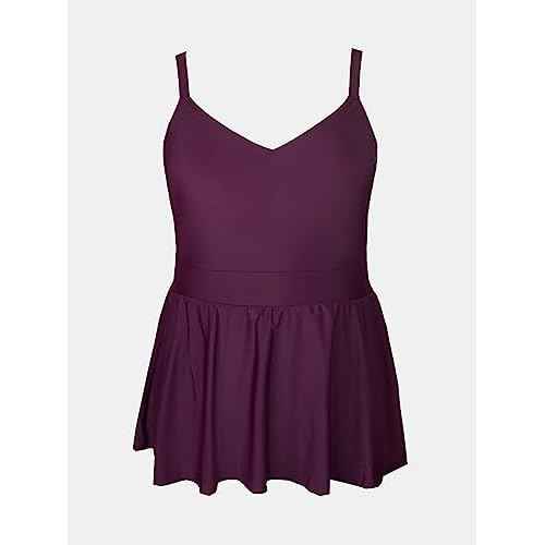 CUPSHE Plus Size Swimsuit for Women One Piece Bathing Suit Scoop Neck Ruffled Swim Dress Adjustable Straps