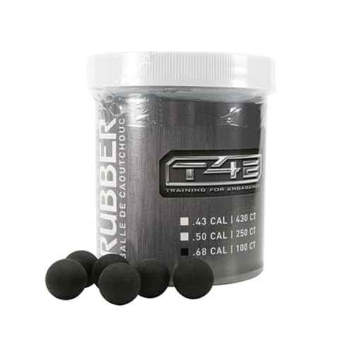 Umarex T4E Premium Rubber Ball Ammo for Paintball Guns, Black, .68 Caliber, 100 Count