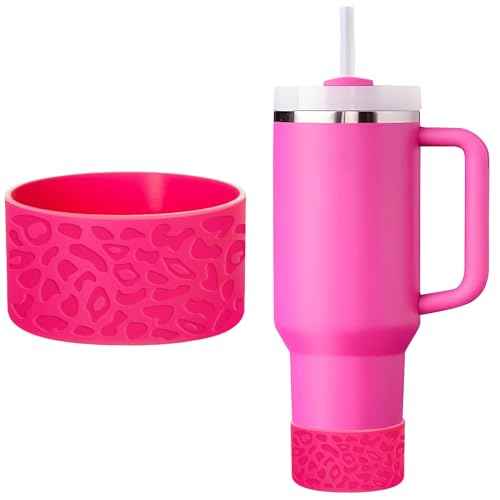 for Stanley Cup Accessories,Leropard Engraved Silicone Boot for Stanley Cup 40oz 30oz 20oz & Hydro Flask 12-24oz,Stylish Bottom Protector Cover Sleeve for Yeti/Simple Modern/Owala Bottle