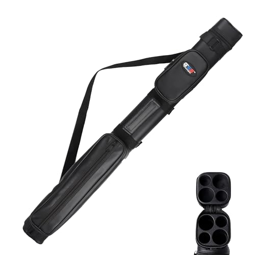Square Hard Pool Cue Case - Black for 2 Cues - 58 Inches