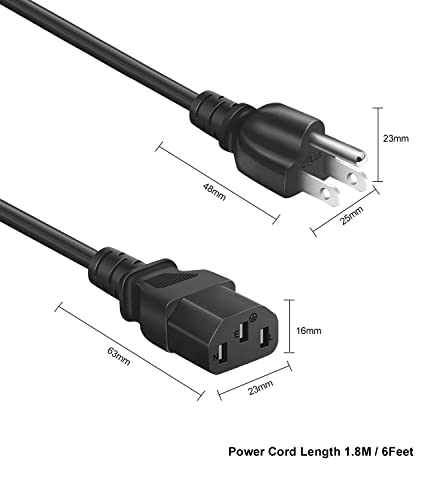 6 Feet 3 Prong AC Power Cable for Treadmill - Universal Compatibility