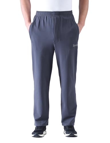 Men's Zip Fly Sweatpants - Midweight Straight Leg, X-Large, Black & Gray