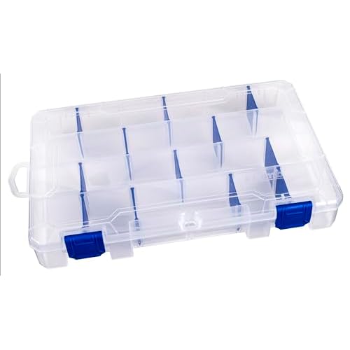 Flambeau Outdoors 4007 Tuff Tainer Fishing Tackle Box with Zerust Anti-Rust Dividers - Includes 12 Dividers, 24 Compartments, Clear Fishing Lure Organizer