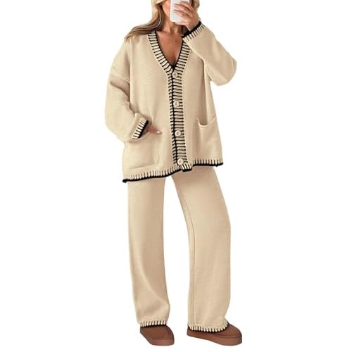 PRETTYGARDEN Lounge Sets for Women Fall 2025 Loungewear 2 Piece Outfits Cardigan Sweaters Track Suit Matching Winter Clothing