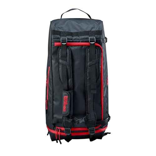 Wilson Sport Duffle Bag - Black/Red, Holds Soccer Balls and Volleyballs