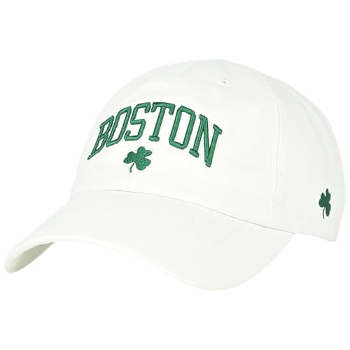 Unstructured White Irish Shamrock Cotton Dad Hat - Low Profile Cap for Men & Women