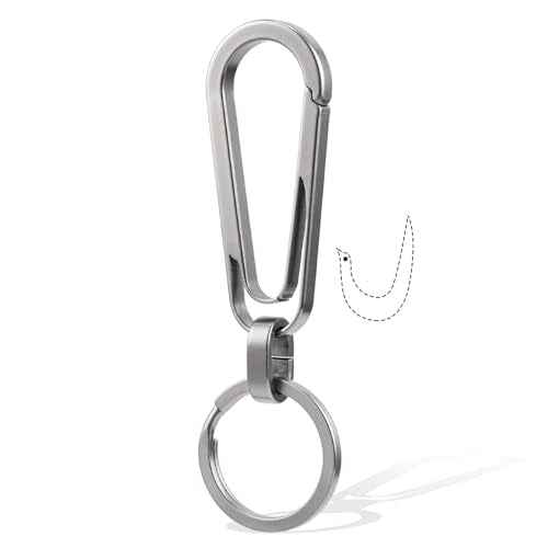 Titanium Carabiner Keychain Clip with Key Ring, 2 Inch Small Heavy Duty Key Clip, Belt Clip for Keys