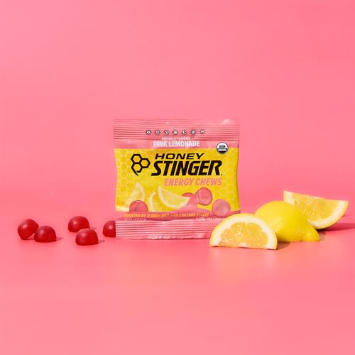 Honey Stinger Organic Pink Lemonade Energy Chews Pack of 12 - Gluten & Caffeine Free Sports Nutrition