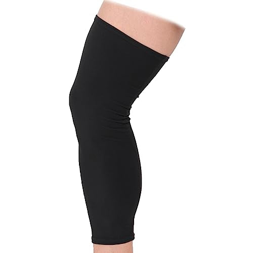 Large Knee Brace Undersleeve for Sensitive Skin and Post-Surgery Recovery - Black