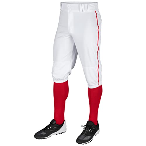 Champro Men's Triple Crown Baseball Pant Knickers White Scarlet Pipe X-Large