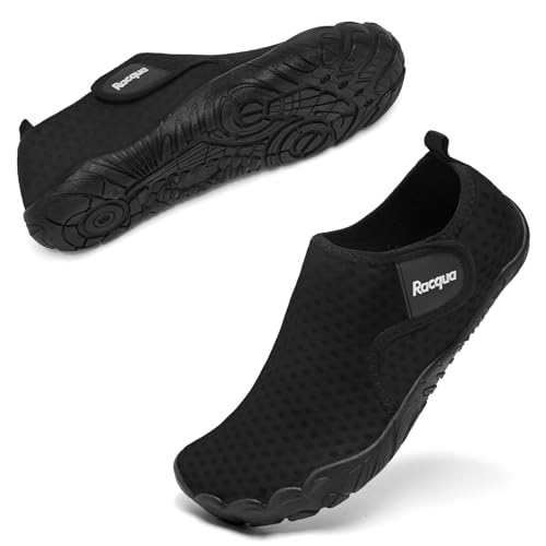 Water Shoes for Women & Men Quick Dry Beach Swim Shoes - Black, 11.5 Women / 10.5 Men
