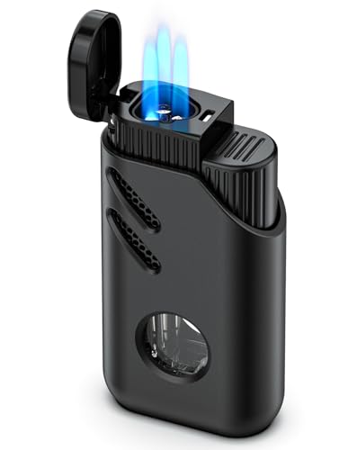 Refillable Windproof Triple Jet Flame Torch Lighter Adjustable Gas Refillable