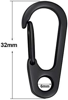 Mini Hanging Buckle, Uning Pack of 20Pcs Metal Spring Backpack Clasps Carabiners Hook EDC Keychain Fishing Camping Bottle Hooks Paracord Tactical Survival Gear (Black)