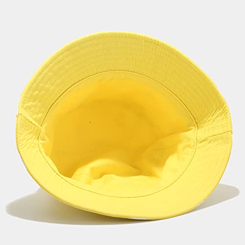 XYIYI Flower Yellow Bucket Hat Beach Fisherman Hats for Women, Reversible Double-Side-Wear