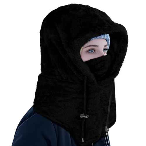 Balaclava Winter Ski Mask for Men Women,Winter Face Masks Drawstring Windproof Hooded Scarf Face Cover Hat Coldproof Warm Cap
