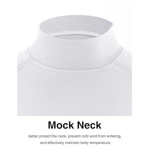 Blueleaf Youth Boys' Thermal Compression Shirt Mock Neck Long Sleeve Fleece Lined Base Layer Football Baseball Undershirt