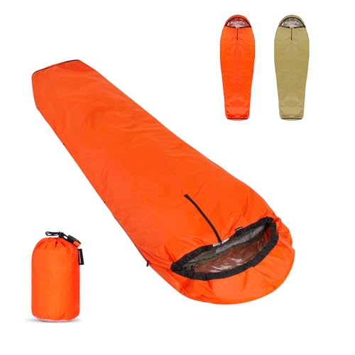 Orange Upneargo Emergency Thermal Sleeping Bag Bivy Sack - Lightweight Waterproof Survival Gear
