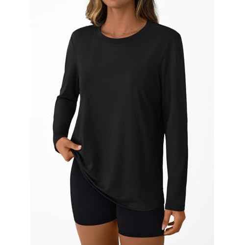 AUTOMET Women's Long Sleeve Workout Tops 2025 Fall Sports Sun Shirts Swim Hiking Gym Tshirts UPF 50+ Rash Guard UV Clothes