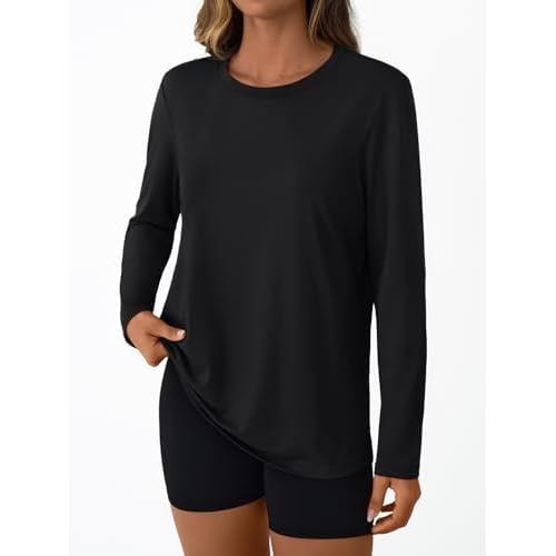 AUTOMET Women's Long Sleeve Workout Tops 2025 Fall Sports Sun Shirts Swim Hiking Gym Tshirts UPF 50+ Rash Guard UV Clothes