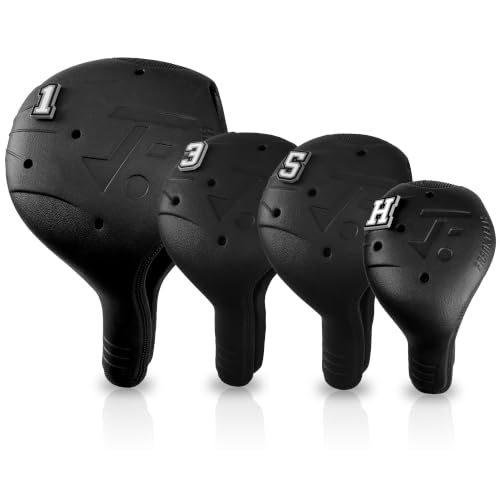 Black Snap-On Golf Headcover Set for Driver, Woods & Hybrid - 4 Pack