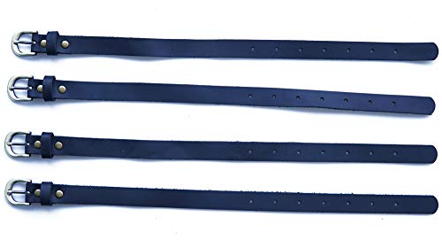 Genuine Leather Stirrup Straps with Metal Buckle Adjustable Length - 4 Pack