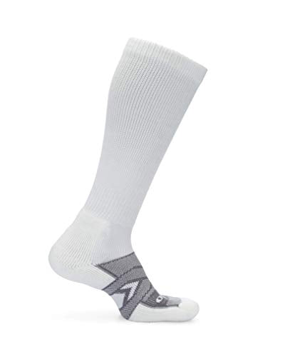 Unisex 12-Hour Thick Padded Over-the-Calf Work Socks - White/Grey, Large