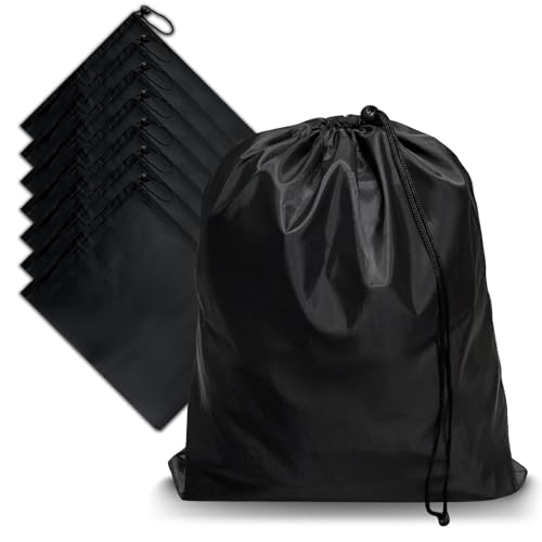 Black 16x20 Inch Drawstring Bags Set with Toggle - Durable Nylon Cinch Sack & Pouch