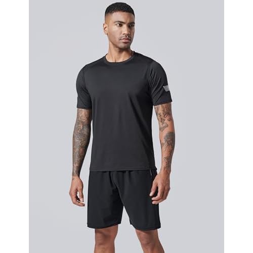 5 Pack Men¡¯s Active Quick Dry Crew Neck T Shirts | Athletic Running Gym Workout Short Sleeve Tee Tops Bulk