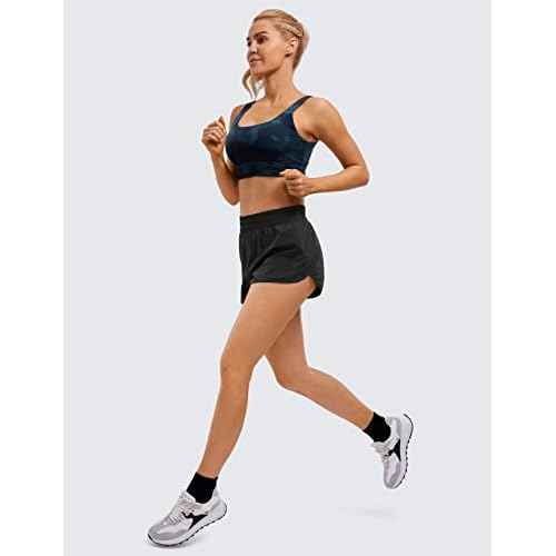 CRZ YOGA High Waisted Running Shorts for Women, 2.5'' Quick Dry Liner Track Gym Athletic Workout Shorts with Zipper Pocket