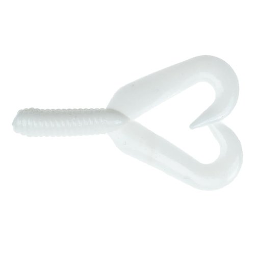 BAITFUEL Twin Tail Creature Bait Infused with Supercharged X55 Formula Gel | 3-Inch, White