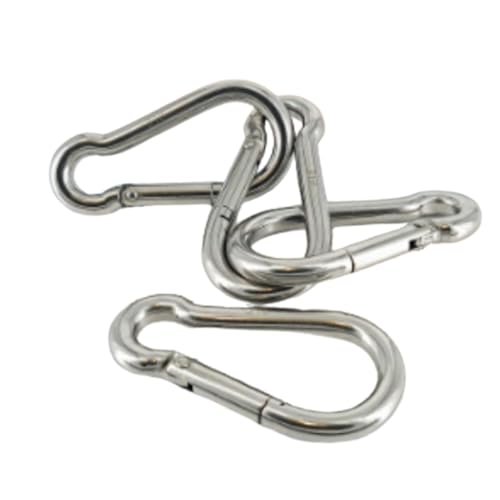 MarineNow 6x60mm Stainless Steel Snap Hook Carabiner Pack of 5 - Marine & Outdoor Use