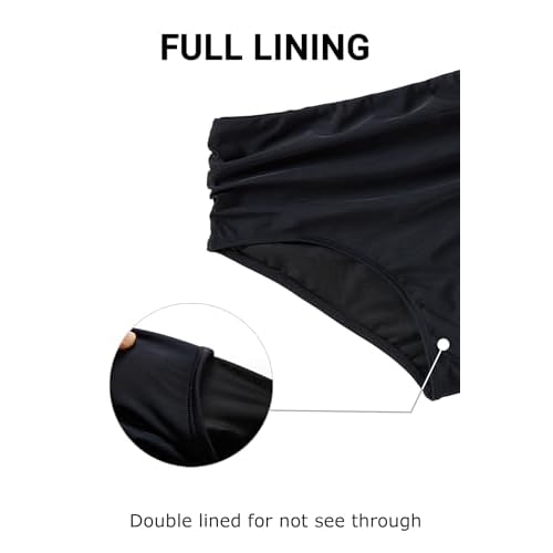 Daci Mid Rise Bikini Bottoms for Women - 2025 Full Coverage Bathing Suit Bottom Tummy Control Swimsuit Bottom