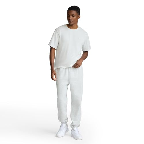 Champion Men's Cinched-Bottom Fleece Sweatpants Large Oxford Gray - C Logo