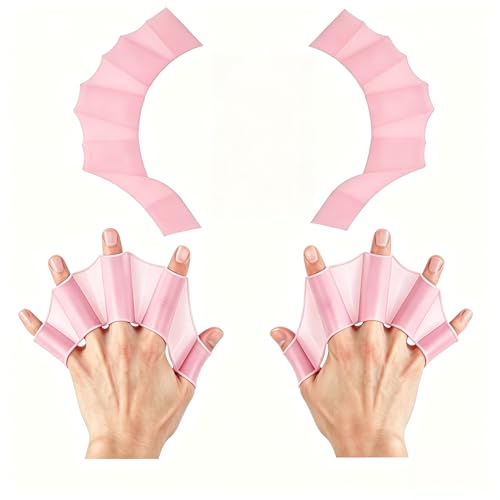 Pink Silicone Swimming Gloves for Resistance Training & Water Fitness - Unisex