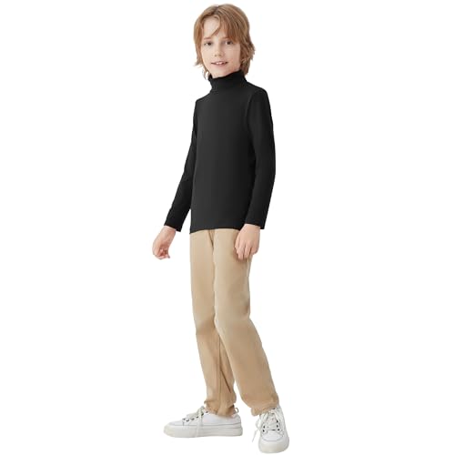 QBK Boys Turtleneck Long Sleeve Thermal Turtle Neck Sweater for Kids 4T-16 Years Soft Warm Under Shirts