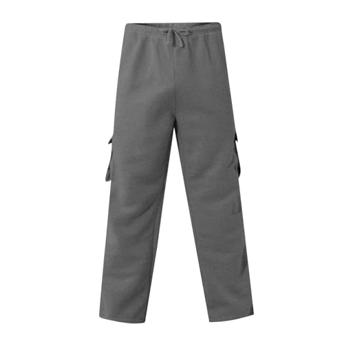 Men's Cargo Sweatpants Baggy Plus Size Drawstring Wide Leg Joggers with Multiple Pockets - Dark Gray, XX-Large