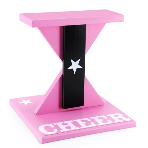 Pink Cheerleading Balance Trainer 12.2 x 13.19 Inch Wood Stunt Training Stand for Flexibility & Core Strength