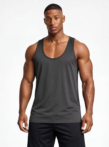 Men's Workout Tank Top - Grey Medium - Sleeveless Muscle Bodybuilding Shirt