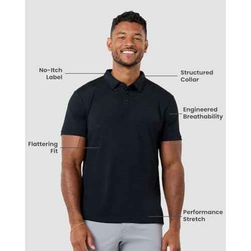 INTO THE AM Performance Dri Fit Polo Shirts for Men S-4XL - Quick Dry Moisture Wicking Athletic Sport Collar Work Shirts
