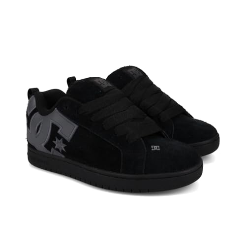 DC Men's Court Graffik SE Skate Sneaker Shoe, Black/Black/Grey, 11.5