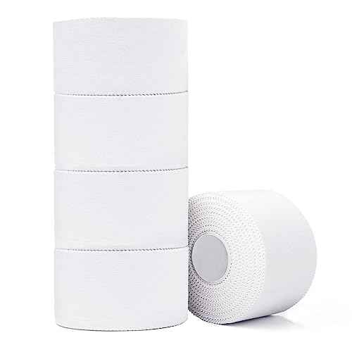 Athletic Tape,5 Pack White Sports Tape,Very Strong No Sticky Residue Wrist Ankle Tape for Gymnastics Boxing Lacrosse Climbing Hockey Bat