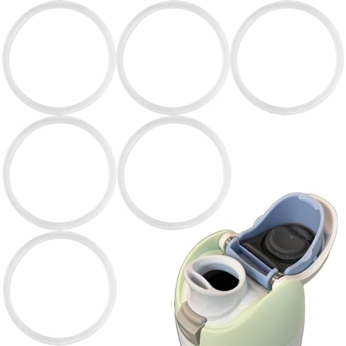 6 Pcs Water Bottle Gasket Replacement for Owala FreeSip 19/24/32/40oz,Silicone Lid Seal O Ring,Sealing Gaskets Replacement Accessories Compatible with Owala FreeSip Stainless Steel Cup(Clear)
