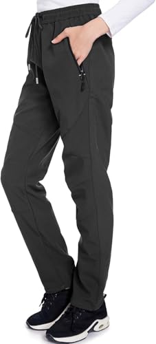 Women's Snow Ski Pants Waterproof Windproof Fleece Lined Insulated Hiking Trousers - 3X-Large Black