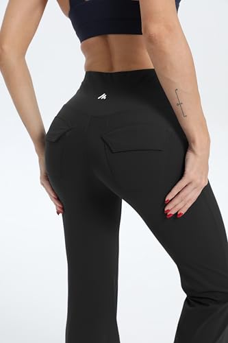 MaaGcc Flare Leggings for Women - Bootcut Workout Yoga Pants with Pockets - Medium / Black