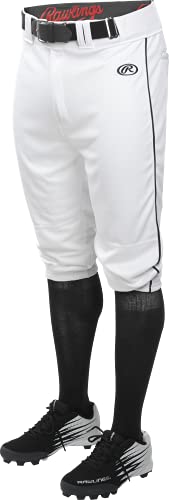 Youth Baseball Pants Knicker Fit Piped Multiple Colors White Black Large