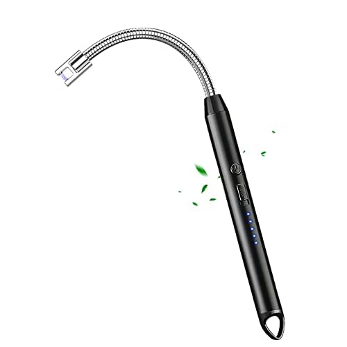 Electric Candle Lighter Plasma Flameless Arc Windproof 360¡Æ Long Neck Flexible with LED Power Display Lighters for Candle for BBQ, Grill, Camping, Fireplace, Stove
