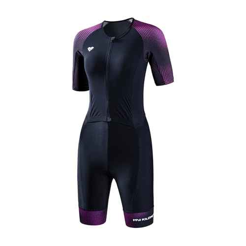 MY KILOMETRE Women's Triathlon Suit ? Quick-Drying Sleeves One-Piece Tri Suit with Front Zip and UPF 50+