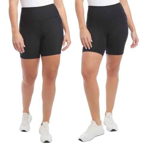 Danskin Women's High Rise Bike Shorts - Workout Shorts - Volleyball Shorts - Yoga and Dance, 2-Pack