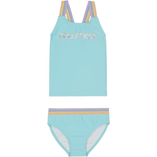 Nautica Girls Two-Piece Bikini Swimsuit Set, UPF 50+ Sun Protection, Quick-Dry Bathing Suit