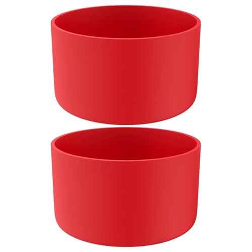 Silicone Bumper Boot for Stanley Quencher H2.0 40 oz 30 oz Tumbler with Handle & Stanley IceFlow 20oz 30oz, Protective Water Bottle Bottom Sleeve Cover, Tumbler Accessories (Red)